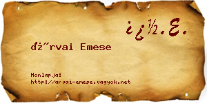 Árvai Emese névjegykártya